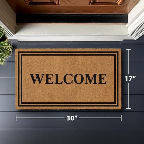 Barnyard Designs Natural Coco Coir Heavy Duty Backing Doormat - Large Cute Non-Slip Front Door Welcome Mat for Outside Entrance or Porch Entry, Brown (43 x 76cm, Welcome) thumbnail 3