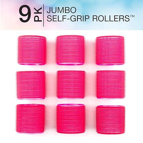 Conair Heatless Curls - Extra Large Hair Rollers - heatless overnight curlers for long lengths - volumized waves - Hot Pink - 9 Count w/storage case thumbnail 2