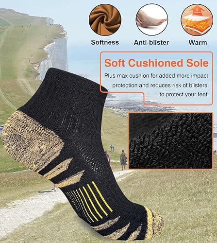 Heyoboy Womens Ankle Anti-blister Thick Cushioned Cotton Wicking Hiking Athletic Running Socks 5 Pairs thumbnail 3