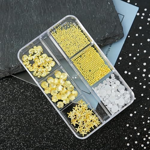 SHUXILIN 2Boxes Summer Steel Studs Metal Pearls Nail Gems Charms Metal Small Seashell Starfish Alloy Seahorse Nail Rhinestones Charms for Acrylic Nail Art Marine Theme Nail Supplies for Women Manicure thumbnail 5