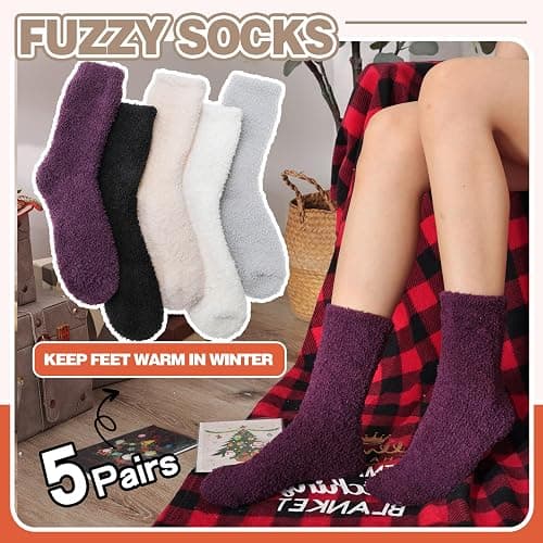 Fuzzy Socks Fluffy Thick Warm Winter Soft Cozy Plush Sleep Home Fleece Cabin Soft House Socks for Women Men thumbnail 3