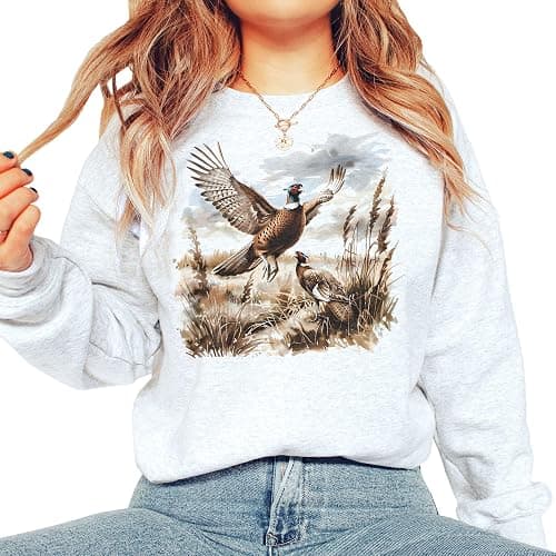 Vintage Pheasant Wilderness Scene Sweatshirt - 90s Vintage Pheasant Bird Sweatshirt - Scenic Fall Upland Hunting Nature Sweater - Unisex Graphic Crewneck Sweatshirt thumbnail 7