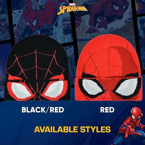 Marvel Spider-Man Miles Morales Roll Down Cuff Beanie Hat, Knitted Winter Skull Cap thumbnail 6