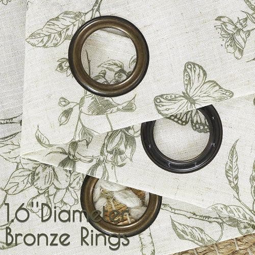 Lazzzy Linen Farmhouse Curtains Green Floral Curtains 63 Inch Length Drapes for Living Room Bedroom Pattern Light Filtering Country Vintage Curtain Grommet Top, 2 Panels, Green on Beige thumbnail 7