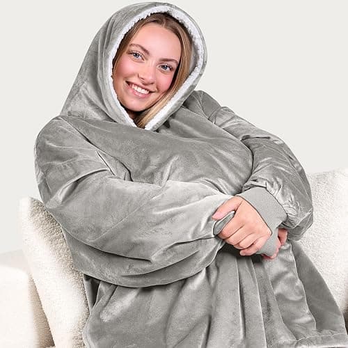Bare Home Wearable Blanket Hoodie - Soft Plush Sherpa - Warm and Cozy - Oversized Wearable Blanket - Adult & Kid Sizes thumbnail 5