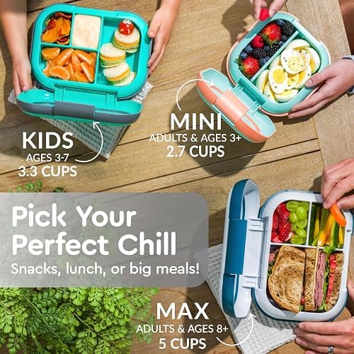 Bentgo Chill Kids Leak-Proof Lunch Box - 4-Compartment Bento Box with Built-In Ice Pack, 3.3 Cup Capacity, PFAS & BPA-Free, Microwave & Dishwasher Safe, Ideal Size for Ages 3 to 7 (Gray) thumbnail 7