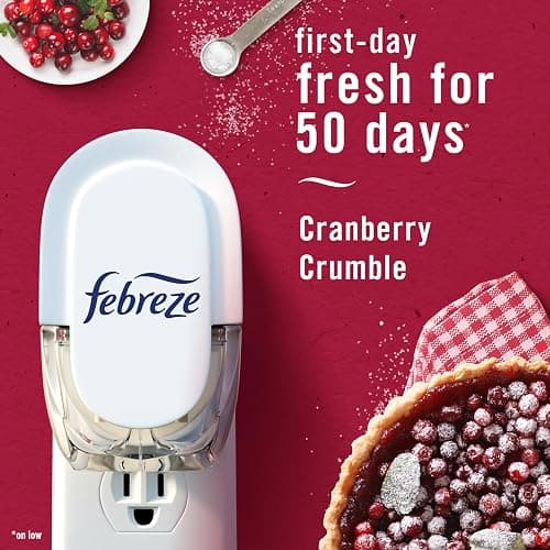 Febreze Odor-Fighting Fade Defy PLUG Air Freshener Baked Cinnamon Apple, Cranberry Crumble, .87 fl. oz. Oil Refill, 2 of Each thumbnail 5