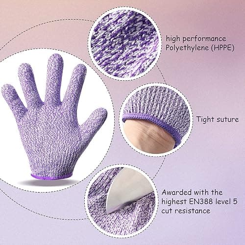 Geyoga 4 Pairs Kids Cut Resistant Gloves Level 5 Safe Gloves Protection | Ideal for Oyster Shucking, Garden Chores, Kitchen Prep and Handmade Craft DIY Projects thumbnail 2
