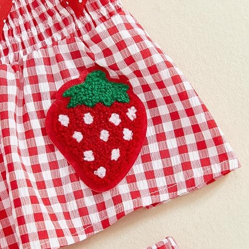 Mubineo Toddler Baby Girl Summer Clothes Cute Ruffle Shirt Tops Dress Shorts Outfits Set Fruit Blouse Princess Outfit thumbnail 7