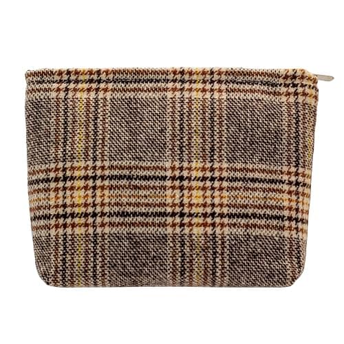 Makeup Bags for Purse Zipper Cosmetic Pouch Large Travel Canvas Make Up Organizer Tool Pouch for Women and Girls,Plaid Brown - Image 1