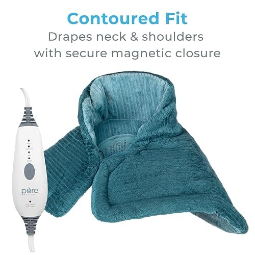 Pure Enrichment PureRelief Neck & Shoulder Heating Pad - 4 Heat Settings, Auto Shut-Off, Universal Fit, Magnet Closure, Soft Micromink, Storage Bag, 5-Year Warranty, Machine Wash (Turquoise Blue) thumbnail 4