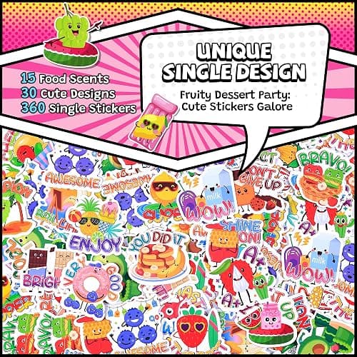 360PCS Scratch and Sniff Stickers, Large Scented Stickers for Kids | Single Smelly Incentive Motivationa, Bigger Prize for Student Teacher Classroom Must Haves, School Supplies, Reward Chart thumbnail 3