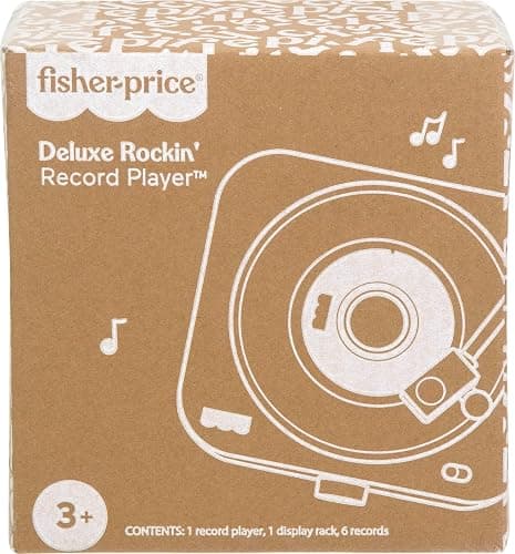 Fisher-Price Musical Toy Deluxe Rockin’ Record Player Pretend Turntable with 6 Albums for Preschool Play Plus Bonus Exclusive Holiday Album Kids Ages 3+ Years (Amazon Exclusive) thumbnail 6