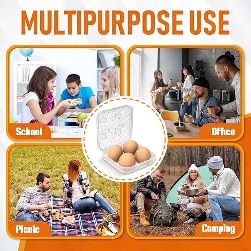 ZPU Egg Holder Camping, 1Pcs 4 Grid Egg Container, Plastic Egg Carrier for Camping Picnic Travel Outdoor Refrigerator Kitchen, Clear White thumbnail 7