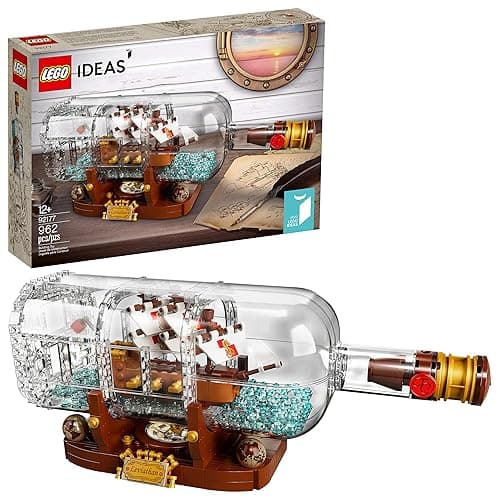 LEGO Ideas Ship in a Bottle 92177 Expert Building Kit, Snap Together Model Ship, Collectible Display Set and Toy for Adults (962 Pieces),Multicolor - Image 1