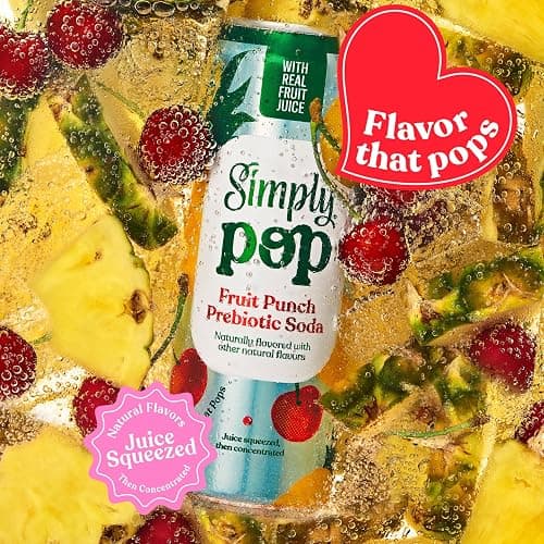 Simply POP Prebiotic Soda Fruit Punch Cans, 12 fl oz, 12 Pack thumbnail 4