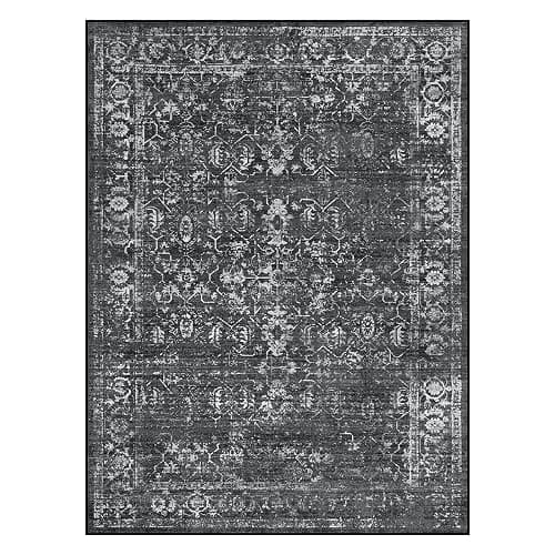 Lahome Area Rugs 9x12 Living Room Soft Large Rugs for Bedroom, Boho Black Dining Room Rug, Distressed Non Slip Low Pile Carpet for Indoor Home Office(9'x12', Black/Grey) thumbnail 9