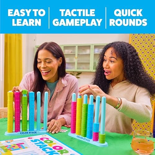 Color Stack Challenge by Relatable – A Fast-Paced Color Matching Puzzle Game for Fun Parties and Family Game Night. Includes 2 Stack Racks, 50 Challenge Cards, 80 Rings & Instructions. thumbnail 2
