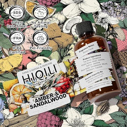 HIQILI Amber & Sandalwood Fragrance Oil for Diffuser, DIY Candle & Soap Making, Add to Body Lotion, Long-Lasting Scents - 1 Fl Oz thumbnail 7
