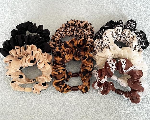 Mebloblo Mix Scrunchies for Women, High Elasticity Ties for Thin & Thick Hair, Stylish Scrunchies for Women Girls, Everyday Hair Scrunchy, Hair Styling Accessories, Ponytail Holder, 6 Sets (12PCS) thumbnail 3