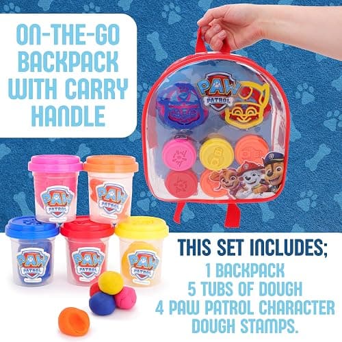 Toyland® Paw Patrol Kids Dough Backpack Set – 5 Tubs of Dough & 4 Cutters Included - Paw Patrol Toys thumbnail 4