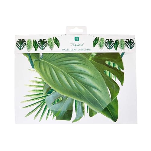 Talking Tables Reusable Tropical Party Decorations Palm Leaves Décor Leaf Garland Hawaiian Theme Party Tiki Bar Decoration for Safari Birthday Summer Green Luau Jungle Paper Length 8.5ft thumbnail 8