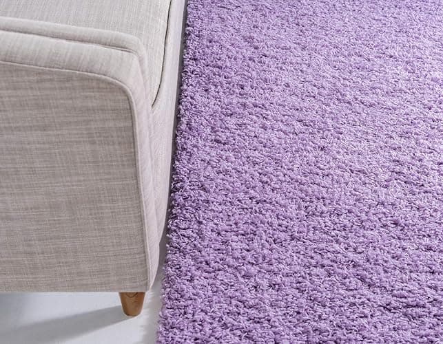 Bravich Lilac Lilac Shaggy Rug 80 x 150cm (2'7" x 4'11") 5cm Pile Medium Thick Fluffy Living Room Hessian Backed Washable thumbnail 7
