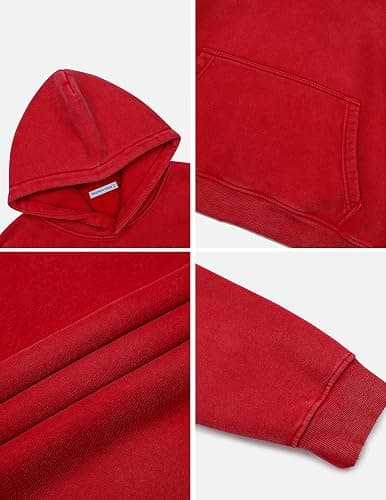 Aelfric Eden Hoodies Mens Acid Wash Hoodie Oversized Vintage Heavyweight Cotton Fleece Hooded Pullover Sweatshirt thumbnail 5