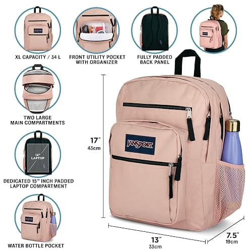 JanSport Laptop Backpack - Computer Bag with 2 Compartments, Ergonomic Shoulder Straps, 15” Laptop Sleeve, Haul Handle - Navy - One Size - Navy thumbnail 3