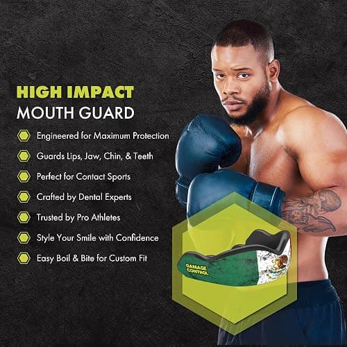 DAMAGE CONTROL High-Impact Mouth Guard – Sports Mouthguard for Boxing, Football, Hockey, Lacrosse & Basketball, Protects Teeth & Jaw, Protective Mouthpiece for Adults & Youth (Adult, Mexican Flag) thumbnail 2