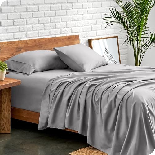 Bare Home Queen Sheet Set - Luxury 1800 Ultra-Soft Microfiber - Double Brushed - Deep Pockets - Easy Fit - 4 Piece Set - Bedding Sheets & Pillowcases (Queen, Light Grey) thumbnail 2