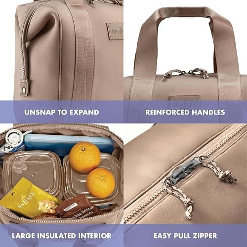 Fit & Fresh Remi Neoprene Lunch Bag For Women - Meal Prep Kit with Containers & XL Ice Pack, Self Insulating Neoprene-like Material, Machine Washable Lunch Bag, Tear-Resistant, Stain-Resistant, Taupe thumbnail 5