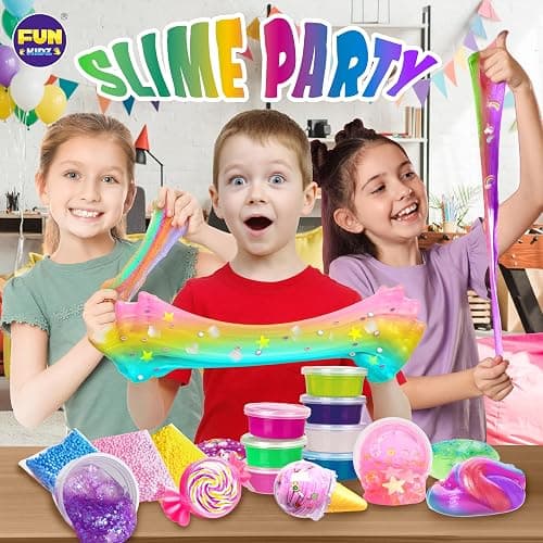 33 Cups Jumbo Slime Kit for Kids, FunKidz Premade Ultimate Slime Pack to DIY Soft, Cloud, Clear, Butter, Glitter, Glow in Dark Slime Making Kit Party Favors Gift Toys for Girls and Boys thumbnail 7