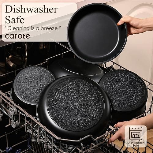 CAROTE 38pcs Pots and Pans Set Non Stick, Cookware Set Detachable Handle | Knife Set, Induction Compatible, Dishwasher & Oven Safe, Space Saving, Camping Cooking Set, Kitchen Set, Black thumbnail 7