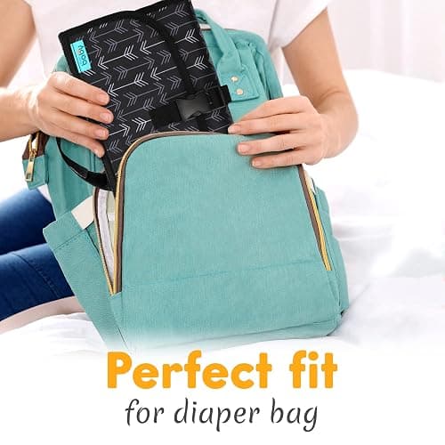Kopi Baby Portable Diaper Changing Pad - Baby Diaper Changer Travel Bag with Wipes Pocket, Smart Design Portable Changing Mat, Infant Travel Station Kit, Gift for Newborn Girl & Boy - Black Arrows thumbnail 6