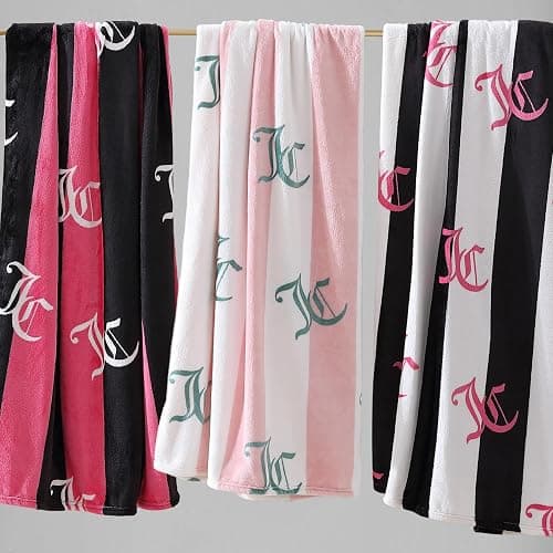 Juicy Couture Cabana Plush Hot Pink Striped 50"X70" Fuzzy Throw Blanket - Luxurious Microfiber Plush Blanket for Ultimate Comfort and Cozy Warmth thumbnail 8