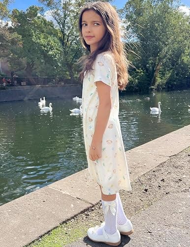 Arshiner Girls Nightgowns Summer Soft Cute Cartoon Print Pajama Sleep Dress for Kids 4-12 Years thumbnail 7