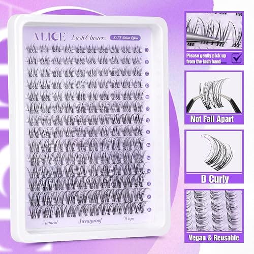 Wispy Lash Clusters Invisible Band Natural Lash Extensions Waterproof 8-16mm Cluster Eyelash Extension D Curl DIY Individual Cluster Lashes by ALICE thumbnail 6