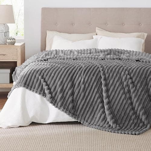 Bedsure Frost Gray Fleece Blanket for Couch - GentleSoft Cozy Soft Blankets for Women, Cute Small Throws for Girls, 108x90 Inches thumbnail 2