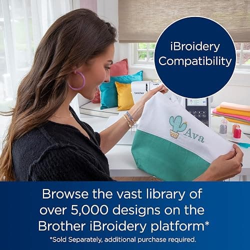 Brother SE700 Sewing and Embroidery Machine, Wireless LAN, 8 included Ft | Advanced & beginner sewing machine, 135 built-in embroidery designs, 103 stitches, 4" x 4" hoop, 3.7" touchscreen display thumbnail 10