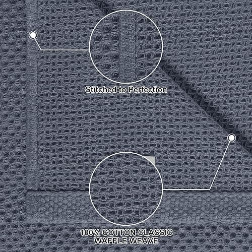 Homaxy 100% Cotton Kitchen Towels and Dishcloths Set, 12 x 12 Inches and 13 x 28 Inches, Set of 12 Bulk Kitchen Towels Set, Ultra Soft Absorbent Dish Cloths for Washing Dishes, Dark Grey thumbnail 4