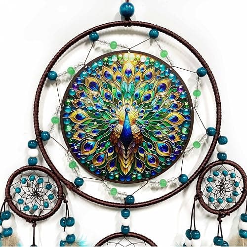 Large Dream Catchers,Dream Catchers for Adults,Dream Catcher Wall Hangings,Peacock Suncatcher,Stained Ornament,Gifts for Women,Lovers,Couple,Friend,Bestie thumbnail 7