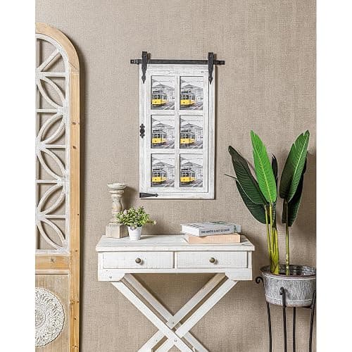 RiteSune White Wooden Barn Door 5x7 Photo Picture Frame Collage Wall Mounted for Family Entryway, Living Room, Bedroom thumbnail 5