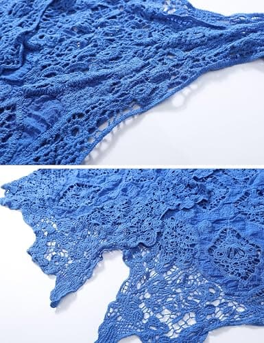 Flygo Women's Open Front Cotton Crochet Lace Boho Hippie Butterfly Vest Cardigan Coverup Sleeveless Irregular Hem thumbnail 8