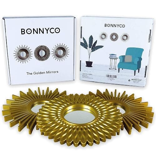 BONNYCO Gold Mirrors for Wall Pack of 3, Round Wall Mirrors Bedroom Room and Home Decor. Espejos Decorativos de Pared Sala Dormitorio, Modern Minimalist Decor Vintage, Chic. Gifts for Women, Mums thumbnail 4