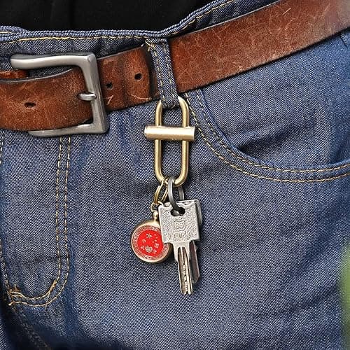 SNOQ Brass Lock Clip Key Holder, Slide Locking Carabiner Oval Durable Wear Resistant Elegant for Hiking, SNOQrBOOiS6 thumbnail 3