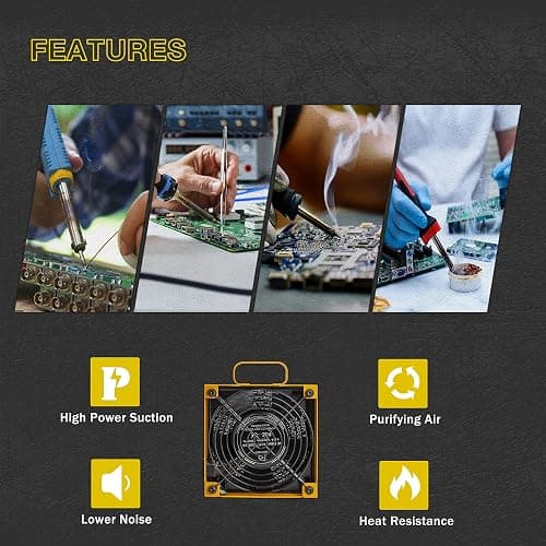KOTTO Solder Smoke Absorber Remover Fume Extractor Smoke Prevention Absorber DIY Working Fan for Soldering Station (Yellow) thumbnail 7