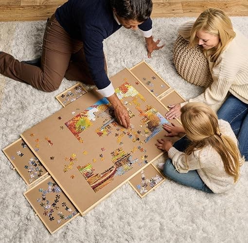 1500 Pieces Puzzle Board with 6 Storage Drawers and Protective Cover – Wooden Jigsaw Puzzle Table for Families, Home Entertainment, and Puzzle Assembly thumbnail 7