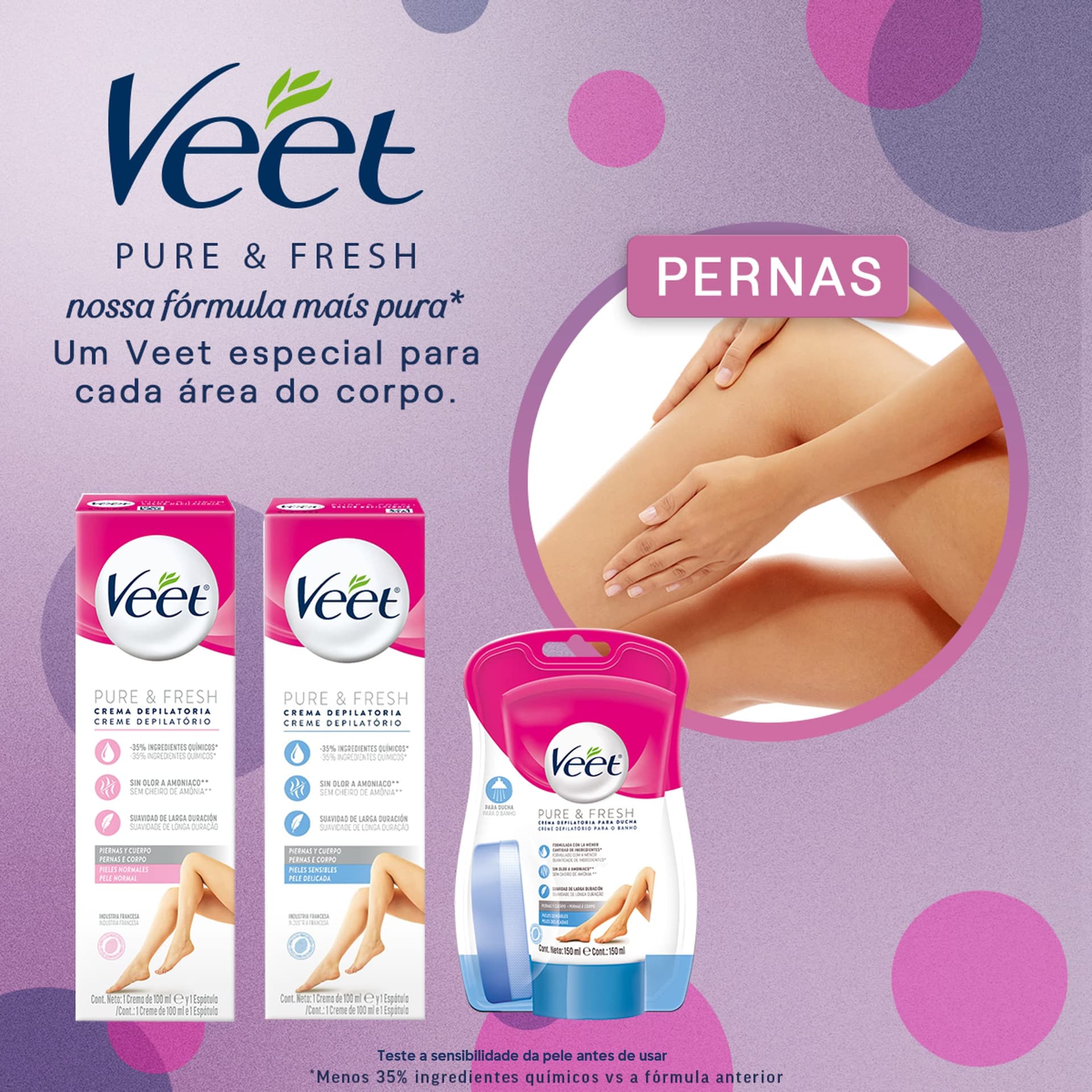 Veet Creme Depilatório Pure & Fresh Peles Delicadas 100ml thumbnail 6