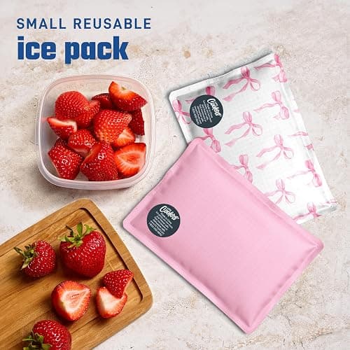 Fit & Fresh Cool Coolers 2 Pack Soft Ice for Lunch Bags, Flexible Stretch Nylon, Durable, Reusable Lunch Box Ice Packs, Soft Ice, Reusable Freezer Packs, Lunch Ice, Easy to Clean, Pink Bows thumbnail 6